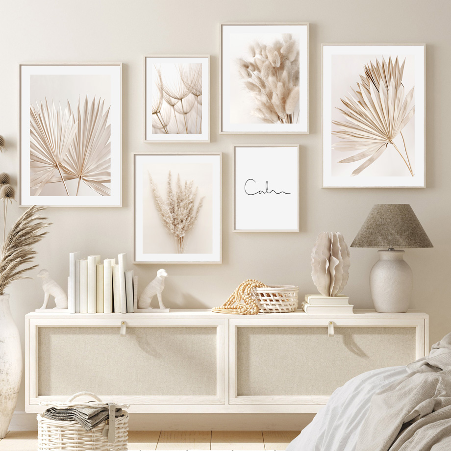 Neutral Beige Boho Wall Art Mu - Palm Leaf Dried review and price