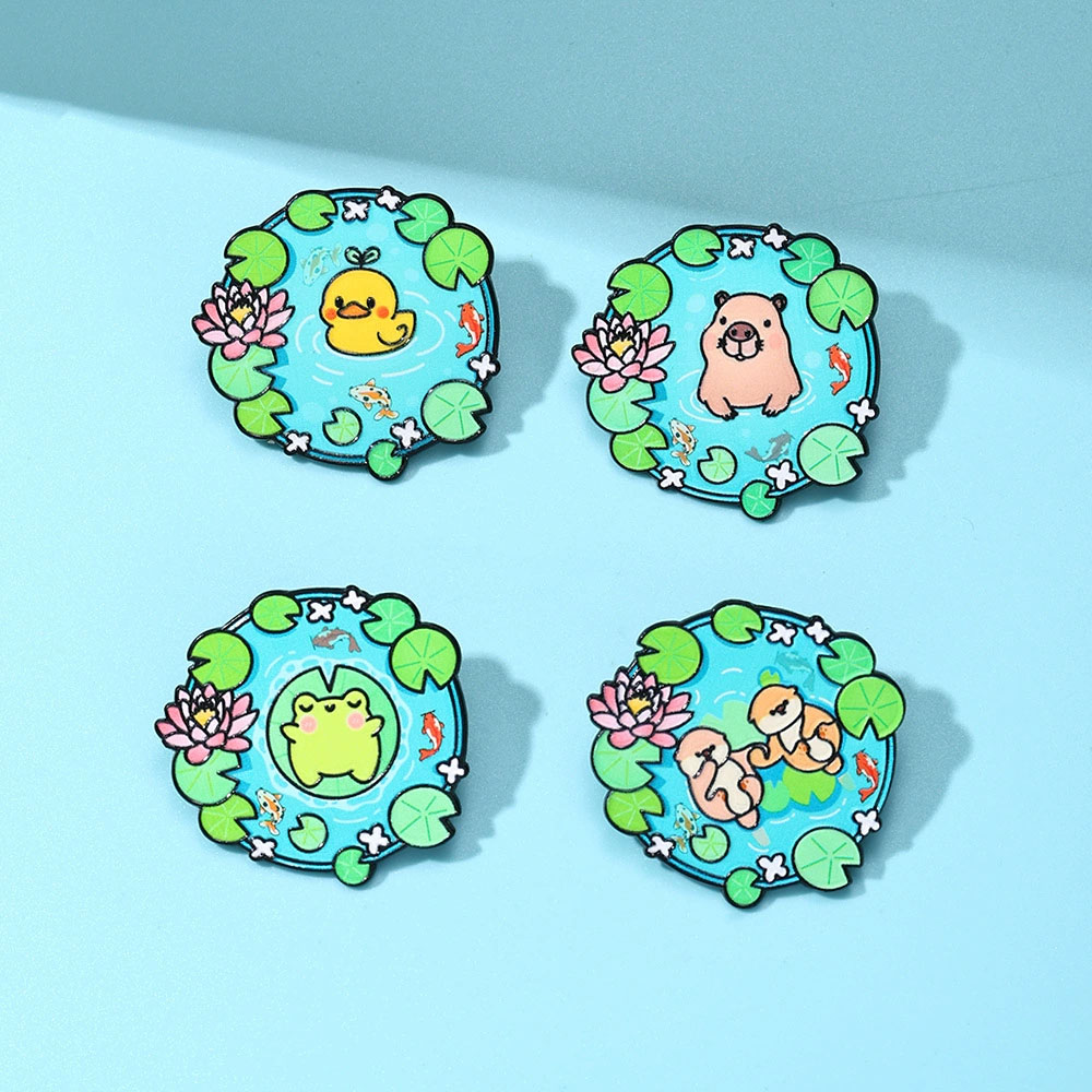 Cartoon Pool Animal Enamel Bro - Flower Frog Pin review and price