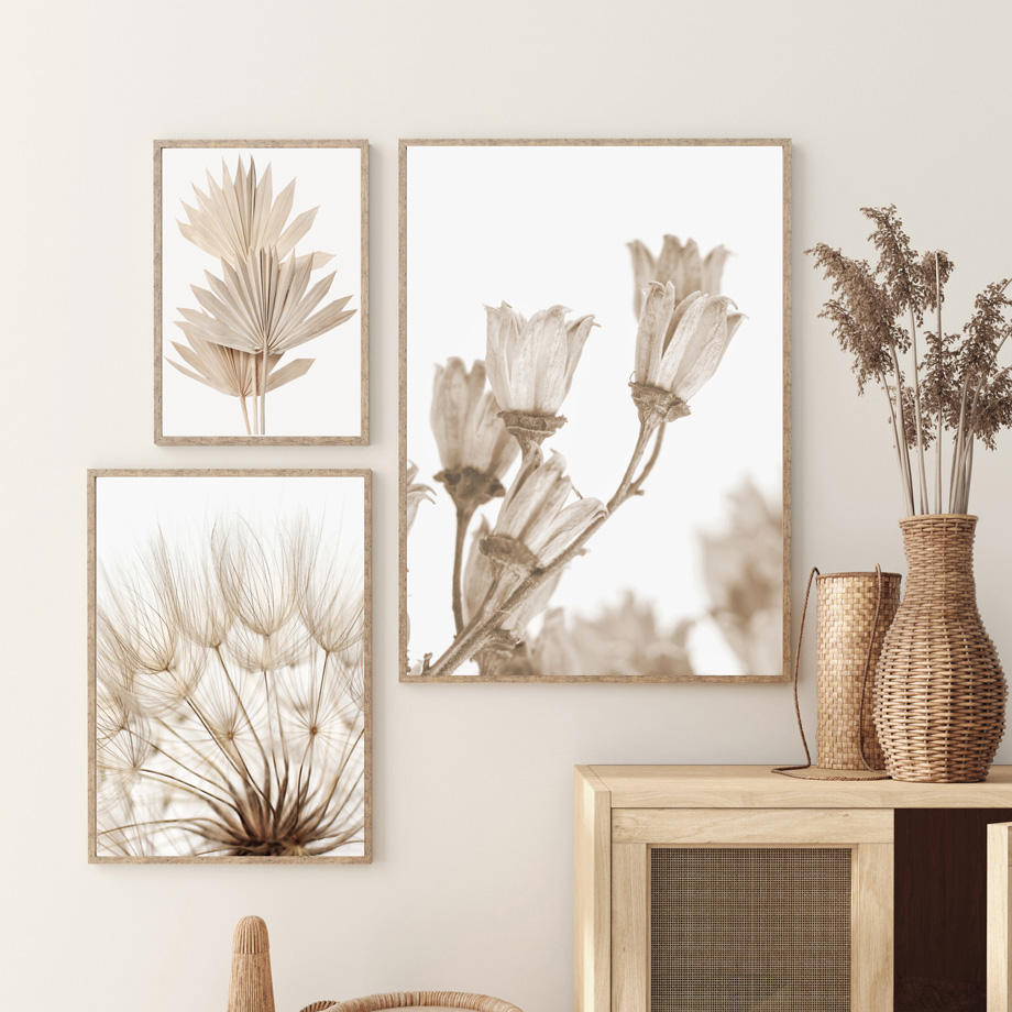 Neutral Beige Boho Wall Art Ca - Palm Leaf Dried review and price